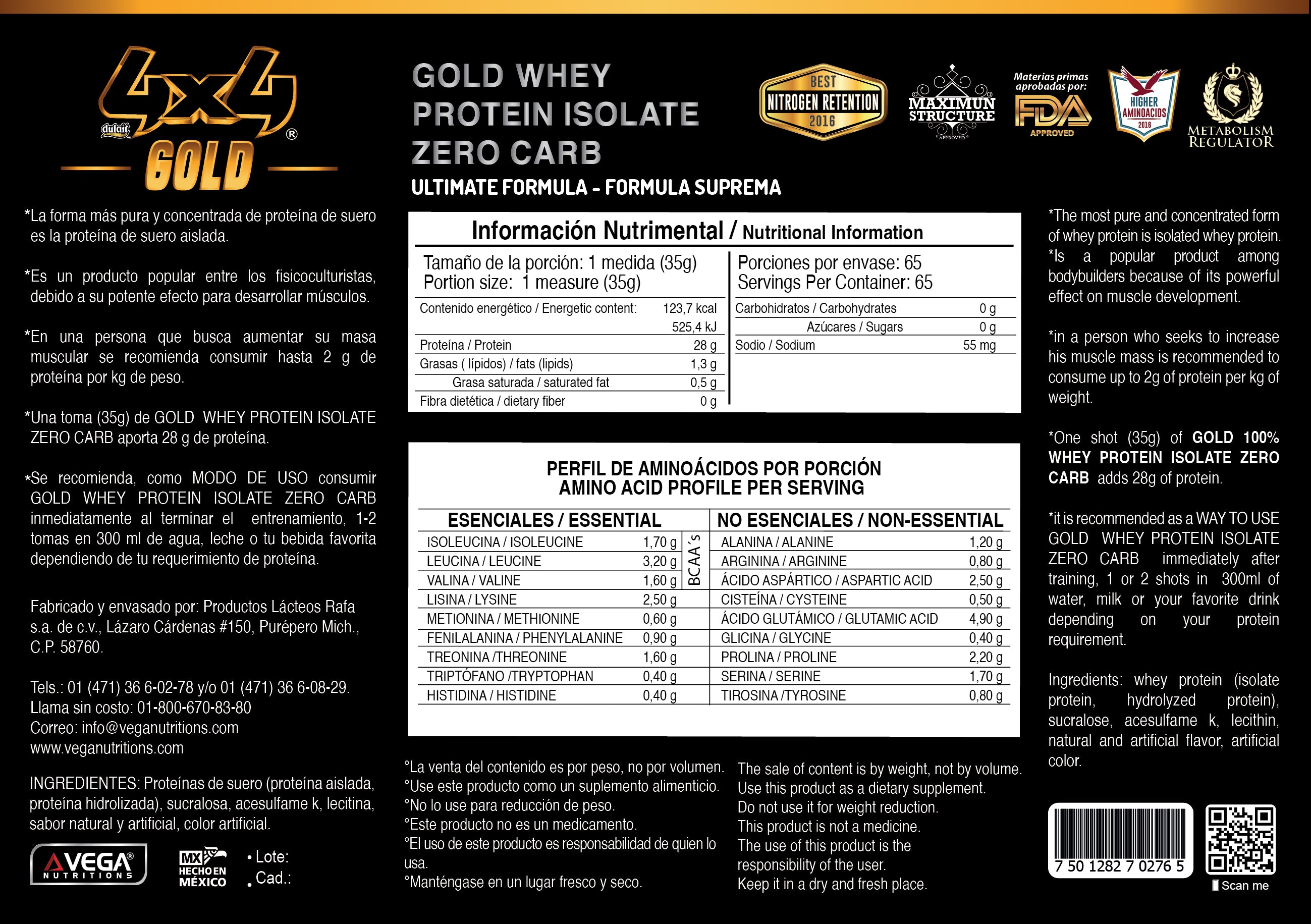 GOLD WHEY PROTEIN ISOLATE ZERO CARB 5LB