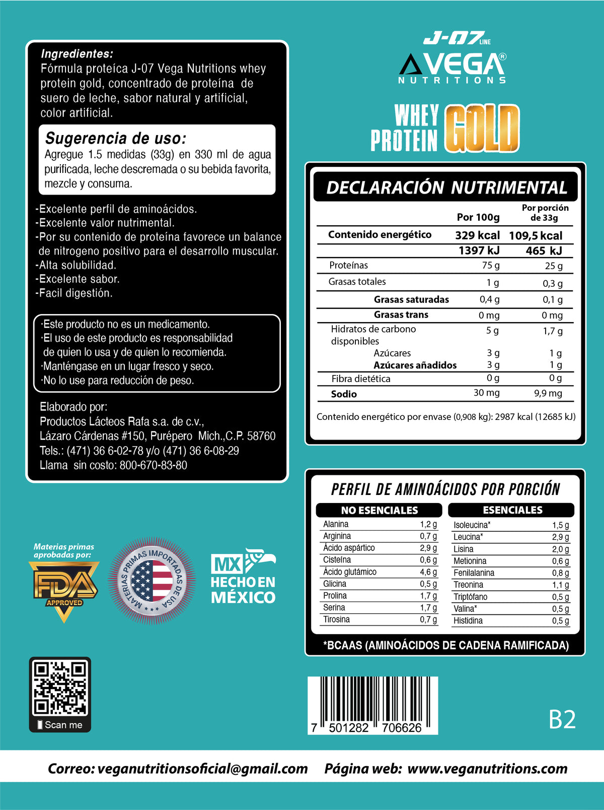 Etiqueta e información nutrimental
