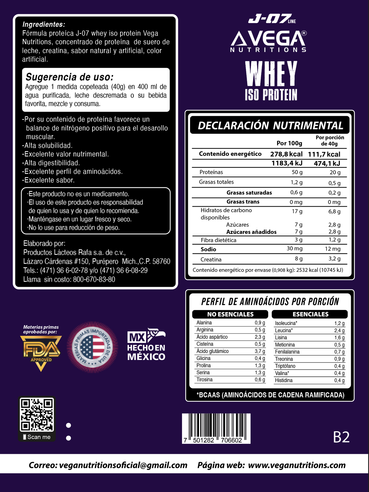 Etiqueta e información nutrimental