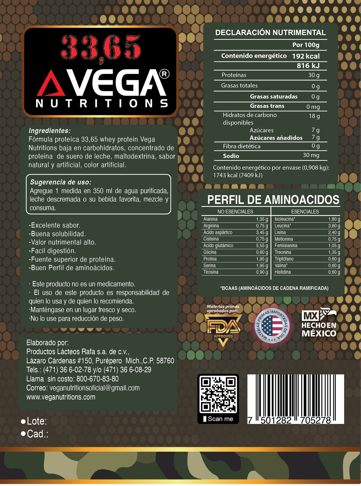 Etiqueta e información nutrimental