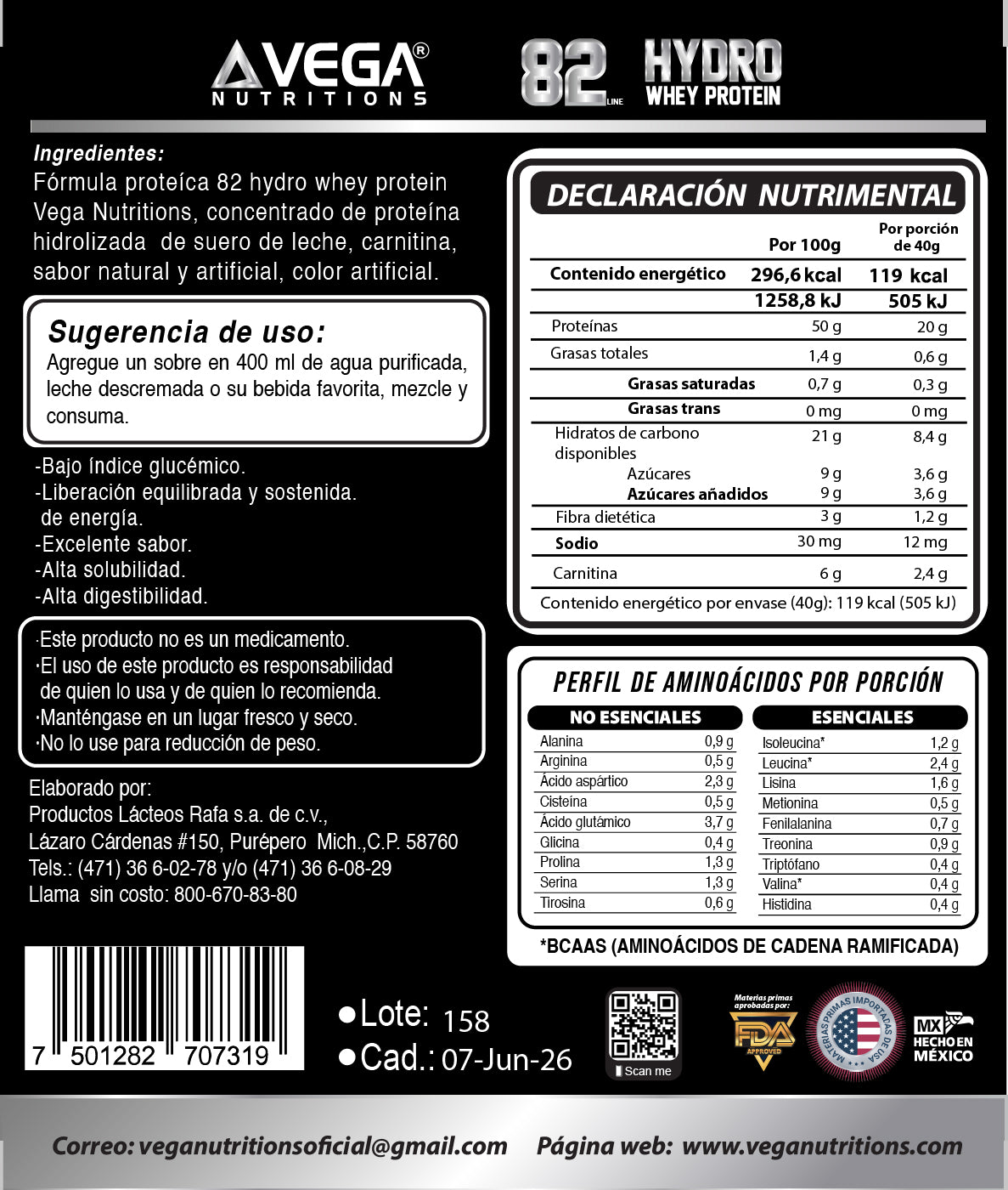 Etiqueta e información nutrimental