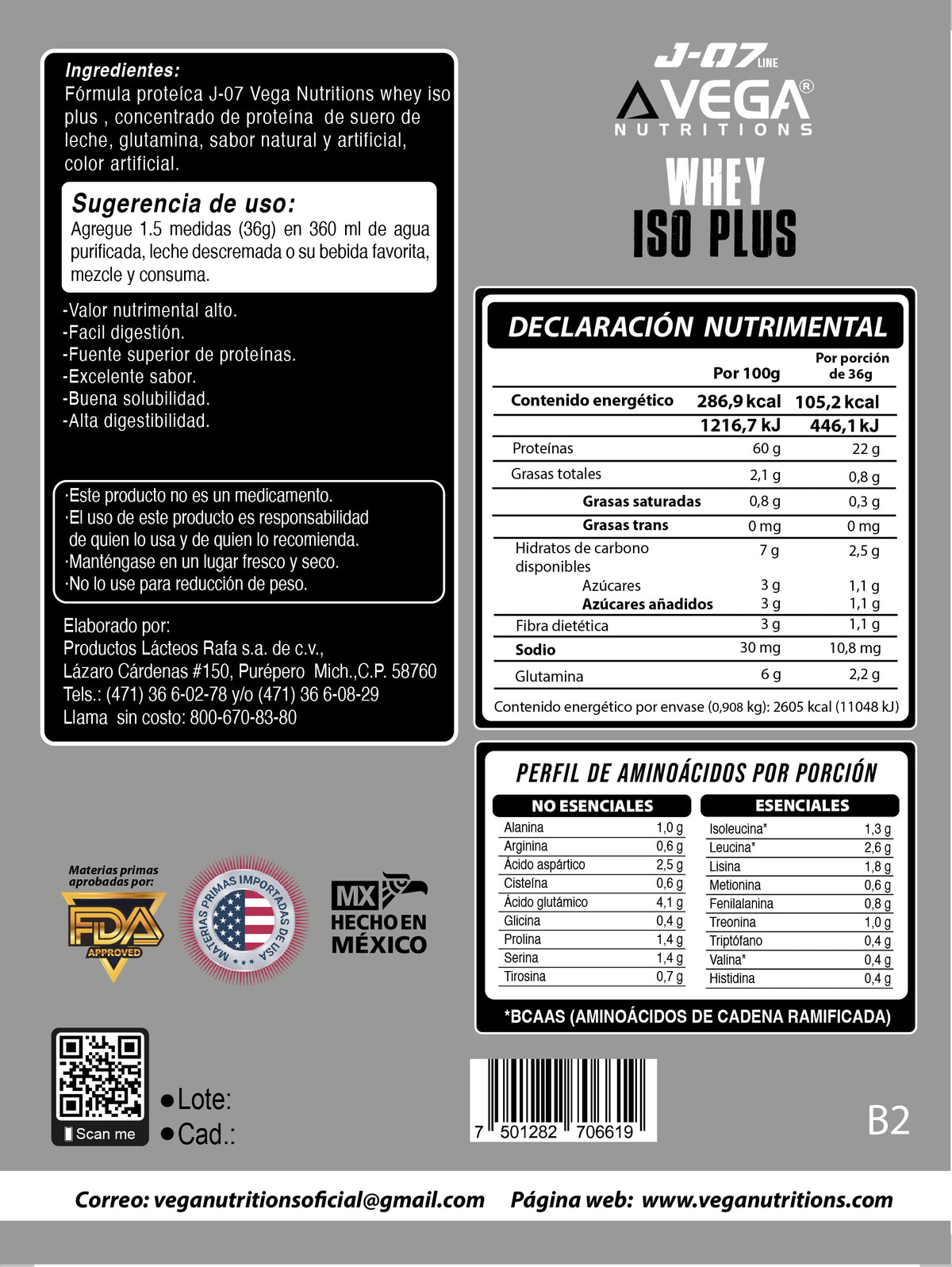 Etiqueta e información nutrimental