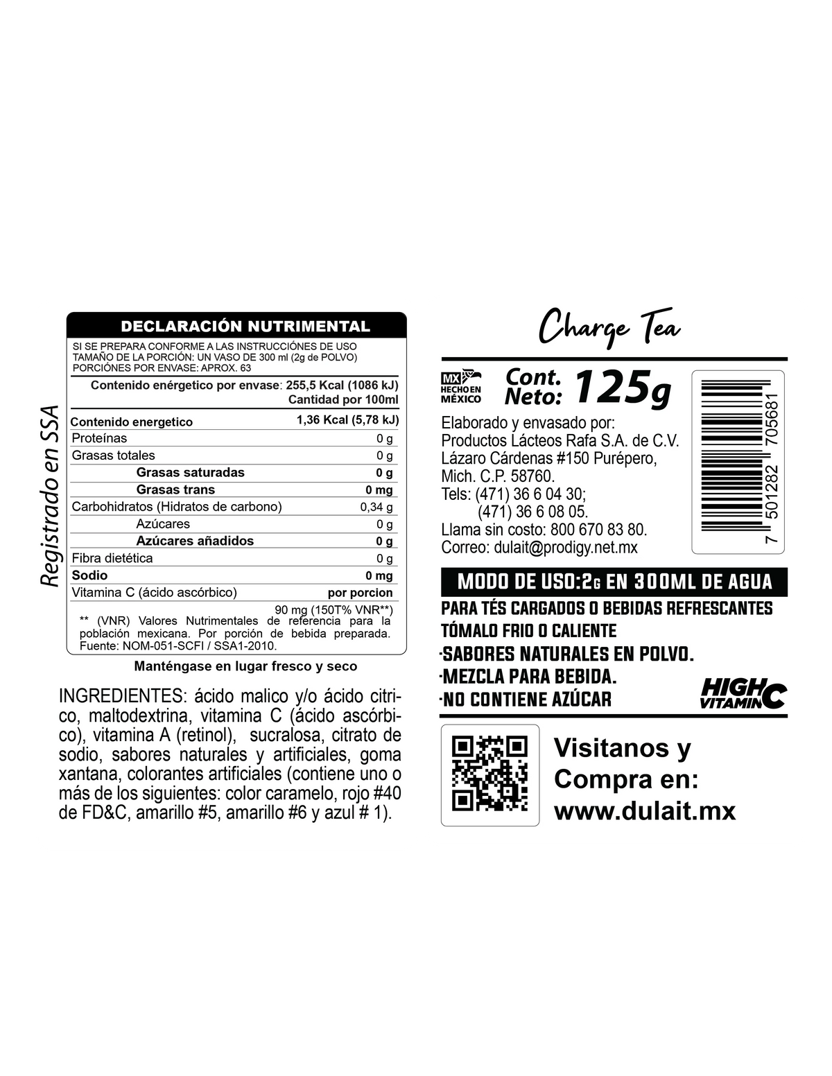 Etiqueta e información nutrimental